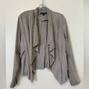 INC International Concepts Grey Faux Suede Waterfall Jacket